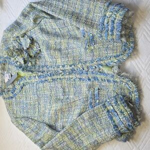 WD.NY Women's Tweed Blazer - Blue and Green